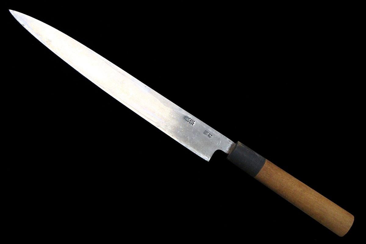 柳刃包丁 霞 八寸 別打 朴柄 名入 KN02-A8689-2L1A | 義宗