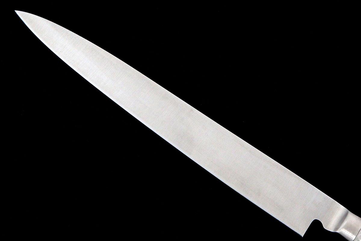 柳刃　フグ引き包丁　9寸　尚台正吉 尚台刃物 柳刃包丁 八寸 上霞 青鋼 水牛黒檀八角柄 白鞘付 O938